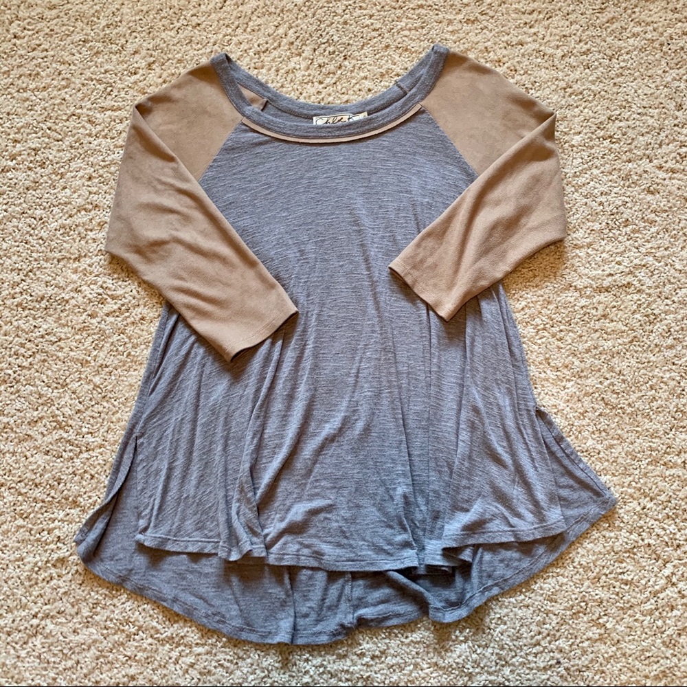 Suede sleeve top